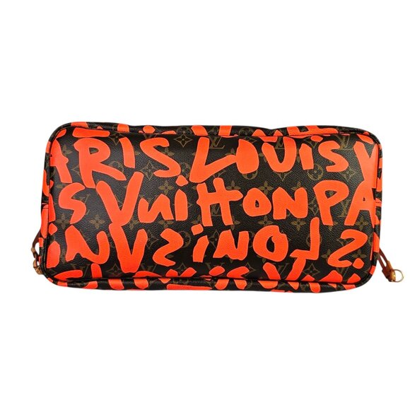 LOUIS VUITTON NEVERFULL 2009 GM Graffiti Stephen Sprouse LV Monogram Orange Bag - Picture 15 of 16